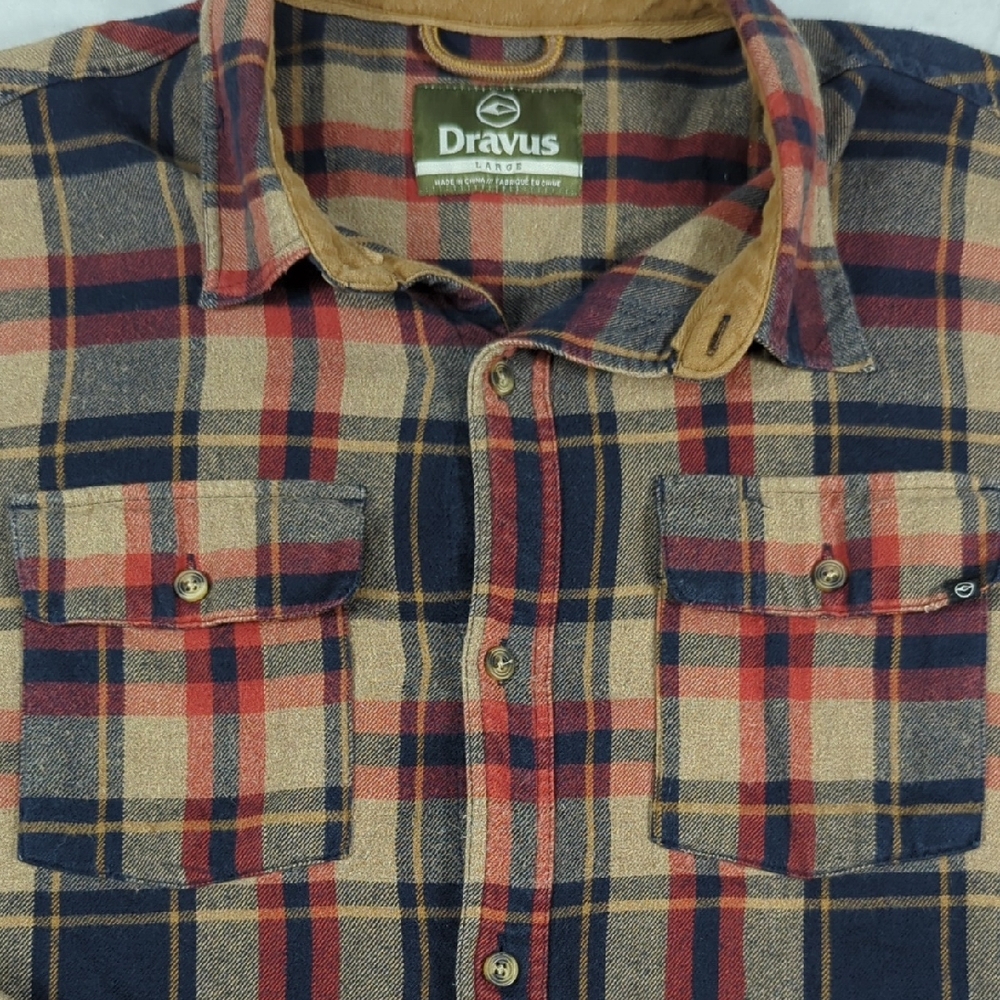 Dravus Long Sleeve Button-down Plaid Flannel Mens Shirt‎ Size Large